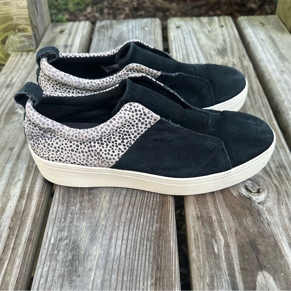 Toms Shoes - Toms Amber Cheetah Print Slip On Sneakers Suede Leather Black Tan Size 8.5
